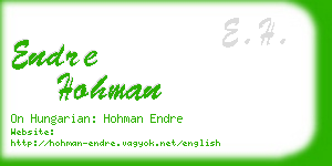 endre hohman business card